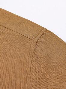 Men's Dress Shirt, 55% Polyester And 45% Cotton Blend, Professional Casual Shirt, High Quality, Wrinkle-Free, Does Not Require Ironing. - 棕色 - 查看 4