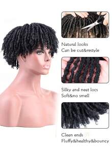 Men's Short Synthetic Fiber Braided Wig, Afro Bobcut, Black-Brown Crochet Braided Wig, Multi-Layer Breathable Faux Dreadlock Wig, For Everyday Wear - Multicolor - View 4