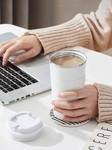 1 pièce Tasse à café isotherme en acier inoxydable de 500 ml avec manchon antidérapant, sous vide scellé, convient pour les boissons chaudes et froides, conçue pour les hommes et les femmes, disponible en plusieurs couleurs modernes