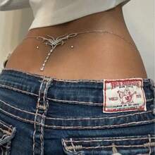 A Piece Of Women's Waist Chain, Sexy Y2K Hollowed-Out Heart Pentagram Round Snake Chain Waist Chain, Stainless Steel Chain, Music Festival Party Vacation Jewelry Accessory