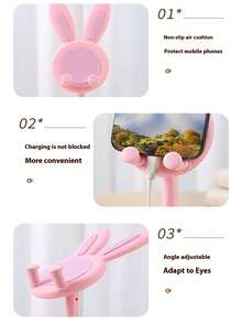1个可调节可折叠兔子造型ABS塑料铝合金手机/平板电脑支架，适用于婚礼、生日、家居、办公室装饰，兼容多种手机，生日礼物、送给家人、朋友、万圣节礼物、教师礼物 - 彩色 - 查看 8