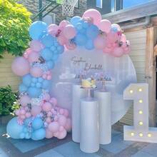 Juego de Globos para Decoraciones de Fiesta,60 globos rojos, negros y dorados para Propuesta, Boda, Cumpleaños, Aniversario etc., set de globos ideal para decoraciones de navidad y Christmas, fiestas de Año Nuevo, eventos románticos, mesas de dulces, fondos para fotos y ambientación elegante del hogar - Azul Claro - 95 piezas - Ver 4