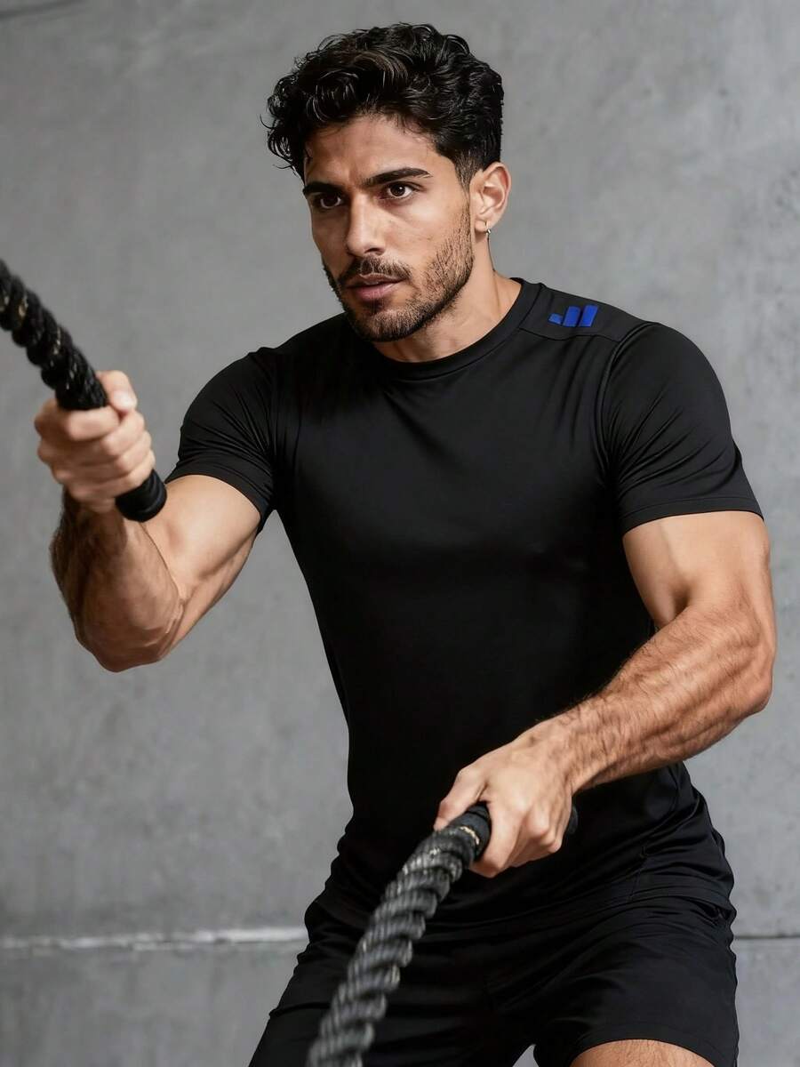 Adidas 男士训练服 D4T HR HIIT TEE,跑步、健身训练运动服,舒适休闲圆领短袖 T 恤 IB9093 - 黑色 - 查看 1