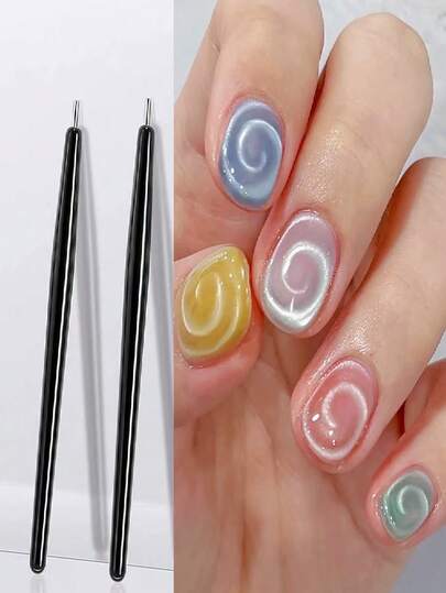 3pcs / 1PC Professional Nail Magnetic Pen - With Magnetic Base And Smooth Tip, Suitable For French Fingertip, Water Ripple And Round Designs - Salon/Home Pedicure/Manicurist Tool - Easy-To-Clean Decorative Stick, Fashionable Design, Durable Material, Essential Beauty Accessory, Nail Accessory, Nail Polish Correction Pen