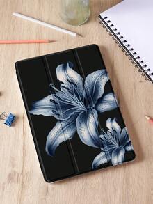 1pc Vintage Blue Hibiscus Flower Pattern Tablet Protective Case, Compatible With Apple IPad 10.2 Inch, IPad Pro 2021/2020, IPad 9th/10th Gen, IPad 11 Inch 11th Gen 2025, Galaxy Tab A8 10.5 Inch Huawei Matepad 10. Xiaomi, Anti-Drop, With Pen Slot, Support Sleep/Wake - Multicolor - View 5