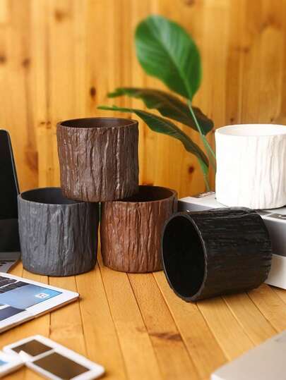 1 件桌面装饰人造木制多肉植物微景观花盆，树脂盆景盆，木盆，塑料花盆，桌面装饰，室内花盆，植物配件