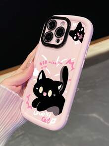 苹果一只受惊的黑色可爱猫咪手机壳适用于 15 Pro Max/15 Pro/15 Plus/15/14 Pro Max/14P Lus/14 Pro/14/13 Pro Max/13 Pro/13 Pro/13 Pro/12 Pro Max/12 Pro/12/11 Pro Max/11 Pro/11 Pro/11 XR/XS/XS Max/7/8 Plus 防水防震防摔防刮 - 粉色 - 查看 5