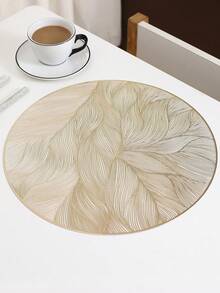 6pcs Gold Round Simple PVC Placemats, Washable, Easy To Clean For Kitchen Table Indoor/Outdoor Washable Heat-Resistant Placemat Wipeable Dining Table Mats For Camping, Festival, Wedding, Party - Gold - View 6