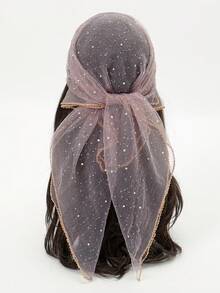 1条镶钻方巾，女士时尚头巾，闪亮头巾，方巾，适合搭配连衣裙 - 彩色 - 查看 9