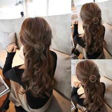 1 Piece / Retro Simple Round Side Clip, Geometric Hairpin Top Clip Hairpin Head Clip - Vàng - Xem 2