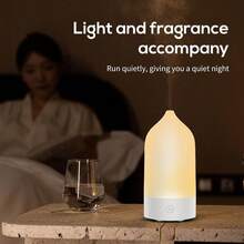 SULVGO Difusor de óleos essenciais em formato de vaso de 120 ml com luzes LED de 7 cores, umidificador de aromaterapia com névoa fria e silencioso com desligamento automático para quarto/escritório/casa