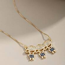 Delicate Women's Necklace With Children's, Boy's And Girl's Pendants, Plated In 18K Gold And 925 Silver With Zirconias - 3 menino (Ouro) - 查看 1