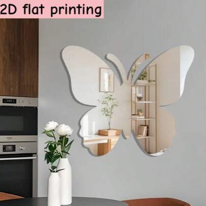 1 pezzo, specchio da parete a forma di farfalla, autoadesivo, ad alta definizione, senza bisogno di foratura per l'installazione, adatto come accessorio moderno per la casa, decorazione da parete per il bagno, dormitorio, decorazione per la stanza, stile classico, forma asimmetrica, motivo a farfalla, adesivo da parete decorativo natalizio, decorazione da parete per camera da letto, decorazione per cucina, decorazione per la casa
