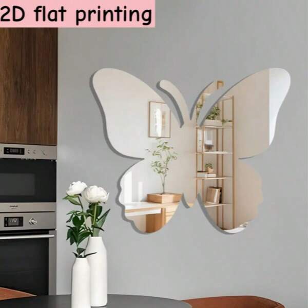 1 Pc, Butterfly Shaped Self-Adhesive Wall Mirror, High Definition, No Need For Drilling Installation, Suitable For Modern Home Accessories, Bathroom Wall Decoration, Dormitory, Room Decoration, Classic Style, Asymmetrical Shape, Butterfly Pattern, Christmas Decoration Wall Stickers Wall Sticker Bedroom Decor Kitchen Decor Home Decor