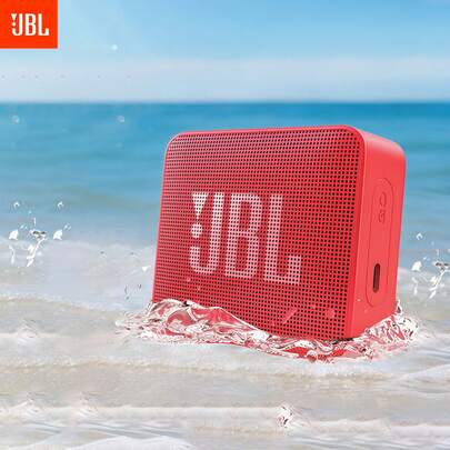 JBL GO ESSENTIAL 2 Waterproof Wireless Speaker. Rugged Rubber Housing For Shock And Wear Resistance. Pocket-Sized, Portable Sound Source. Perfect For Parties And Study Rooms. Red.
