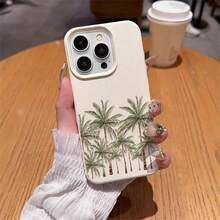 Ốp điện thoại TPU kiểu dáng nghỉ dưỡng, 1 chiếc, chất liệu TPU, họa tiết cây dừa mùa hè, tương thích với iPhone/điện thoại, quà tặng mùa xuân, phiên bản quốc tế, không phải phiên bản nội địa. - trắng - Xem 4