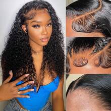 ownvmor Human Hair Wigs Water Wave 5x5 Lace Bye Bye Knots Glueless Wigs Human Hair Pre Plucked Pre Cut With Baby Hair Put On And Go Wigs 20 Inches - Natural Black - View 4