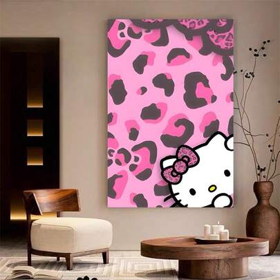 SANRIO 1pc Hello Kitty 50th Anniversary Canvas Wall Art - Gallery Wrapped, Red And White, Decorated With Balloons And Heart Patterns, Ideal Decor For Living Room, Bedroom, Office Or Classroom, Also A Thoughtful Gift, Adorable Room Decoration