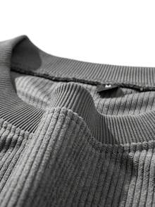 Men's Casual Retro Corduroy Sweatshirt, Suitable For Autumn/Winter - Dark Grey - View 4