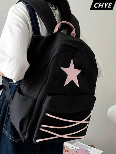 Mochila de lona, bolsa de estudante estilo universitário versão coreana, mochila versátil, mochila estrelaMochila escolar, bolsa escolarGrande capacidade, fofa, clássica, casual para adolescentes, mulheres, estudantes universitáriasEnsino fundamental, ensino médio, ao ar livre, viagens, passeiosMochila escolar, para volta às aulas, primeiro dia de aula, faculdade, ensino fundamental, ensino médio, trabalho, negócios, deslocamento, compras, feriado, bolsa feminina com estrelas vazadas da moda