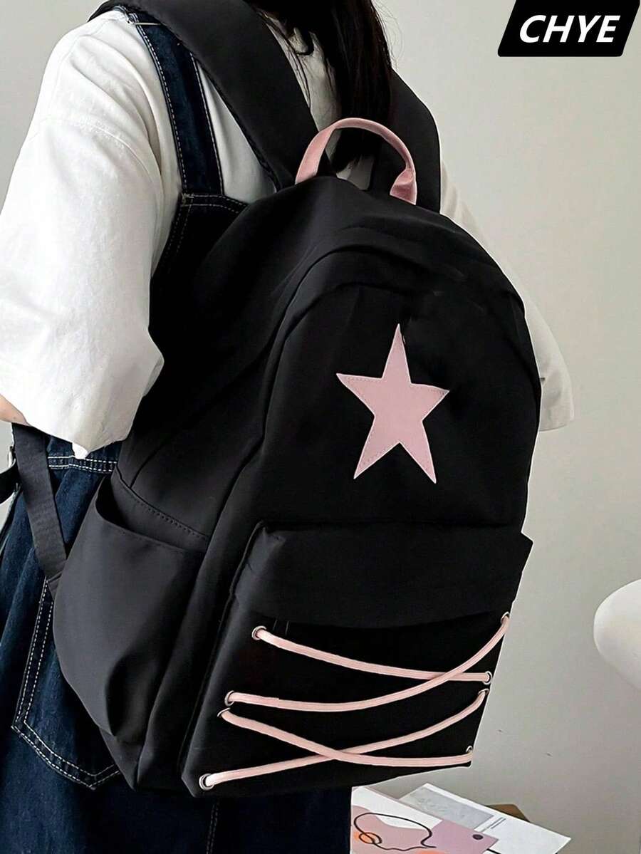帆布背包，韩版学生书包，多功能背包，星空背包，大容量，可爱，经典，休闲，适合青少年、女性、大学生、初中生、高中生，户外、旅行、徒步等场合。可用于返校季、开学第一天、大学、初中、高中、工作、商务、通勤、购物、度假等。星空女款背包 - 粉色 - 查看 1