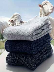 4 Pairs Random Color Thermal Lined Socks, Winter Warm Thermal Socks, Suitable For Cold Weather & Snow Sports, No Card - Multicolor - View 2