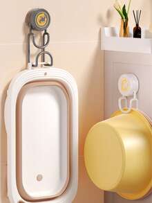 1pc Light Luxury Rotating Suction Cup Basin Storage Rack, Bathroom No Punching Hook, Household Basin Hanging Rack, Wall Hanging Basin Artifact