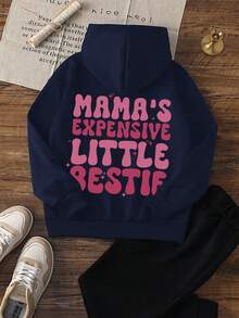 1件少女休闲印花套头卫衣，秋冬季保暖舒适，学生及青少年服装 - 献给拥有远大梦想和勇敢精神的孩子们的传奇卫衣 - 藏蓝色 - 查看 4