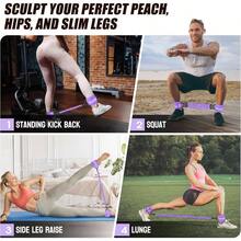 Resistance Bands Set with Ankle Straps, Glutes Workout Equipment, Ankle Bands Working out, Butt Exercise Equipment Women and Glutes - Home Workouts - Púrpura - Ver 7