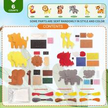 Kit de costura creativo del mundo de los dinosaurios para niños, juguete de manualidades interactivo entre padres e hijos de tela no tejida. El kit incluye varios materiales de tela no tejida con formas de dinosaurios y agujas de plástico. Los padres pueden guiar a los niños a aprender costura básica y hacer juntos Triceratops, Spinosaurus, etc., mejorando las habilidades motoras finas de los niños y el vínculo entre padres e hijos.