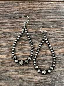 2pcs Metal Drop Beaded Earrings, Personality Western Cowgirl Style Women, Suitable Daily Wear And Party - màu đen - Xem 2