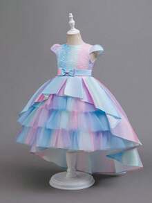 Girls' Trailing Cake Dress, Birthday Party Formal Dress, High-End Dress For Girls