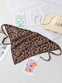 女士头巾 1 件女士雪纺豹纹头带，休闲头巾围巾，适合街头、海滩、拍照、日常装扮、节日礼物时尚发饰经典发带，发带秋冬度假装女士 - 咖啡棕 - 查看 5