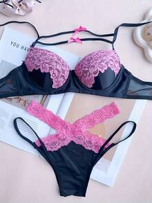 Bra And Panty Set, Breast-Enhancing Bra, Collection Bra, Top And Bottom Set, High-Rise, Underarm Fat Reduction, Shapewear, Shapewear, Glamor - Purple - View 6