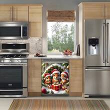 1 pieza Imán plano con estampado de ardilla navideña, fácil de limpiar en lavavajillas, sin necesidad de adhesivo, apto para electrodomésticos de cocina (lavavajillas, refrigerador), decoración navideña, accesorios estacionales para el hogar, lavable y reutilizable, decoración interior