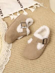 幼儿男童/女童防滑软底毛绒保暖休闲平底鞋，适合秋冬季