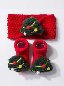 1 PC Baby Headband +1 Pair Baby Socks,For 1-3 Years Old,Toddler Christmas Dress,Christmas Headband And Socks,Fashionable,Suitable For Photo Taking And Daily Life,Baby Christmas Gift - Multicolor - View 15