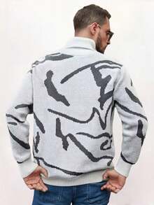 1pc Men's Knitted Sweater, Casual Outdoor Daily Commute Fashion Sports Versatile Street Style Loose Pullover, Autumn/Winter