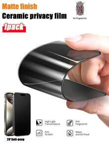 1 Protector de pantalla cerámico antirreflectante y antiespia, no de vidrio, con acabado mate y opaco, compatible con iPhone 17/17 Pro/17 Pro Max/17 Air/16/16 Pro/16 Pro Max - Privacidad lateral y antirreflejo adecuado para café/transporte (Antihuellas + Kit de instalación fácil) Esenciales de protección de pantalla para protección diaria