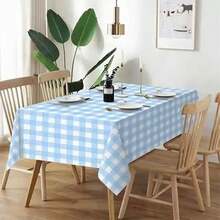 1pc/6pcs Red & White Checkered Tablecloth, 137*274cm Decorative Plaid Tablecloth, Waterproof Oil-Proof Dust-Proof Tablecloth, Oil-Proof Spill-Proof Floor Mat, Suitable For Indoor & Outdoor Wipeable Tabletop, Fit For Picnic, Farm, Birthday, Wedding Rectangle Party Table