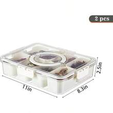 MineSign 2Pack Divided Snackle Box With Lids Stackable Food Serving Tray For FruitandVeggie Plastic Fridge Storage Container For Pantry Freezer Clear Snack Box For Meal Prep Candy Nuts Spice - 2Pack With 16 Dividers - View 5
