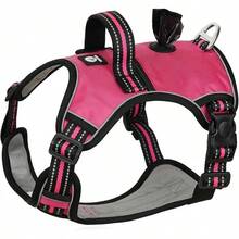 Adecuado para perros pequeños, medianos y grandes, arnés de perro ajustable, reflectante, anti-tirón, con bolsa de almacenamiento y asa de control, adecuado para paseos, viajes y accesorios de entrenamiento de perros. - Fucsia con Correa 1.5m - Ver 11