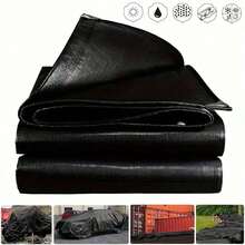 1 块重型黑色防水篷布 - 全天候、防紫外线、耐热、耐用、防撕裂，适用于露营、户外庭院、池塘、泳池盖、船只、房车 - 多用途 - 黑色 - 查看 2