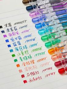 2/3/4/6/12pcs Color Gel Pens Set, Click Type Transparent Barrel Fresh Colors Quick-Dry Ink 0.5mm Ballpoint For Drawing Daily Writing, Office Student Back To School Gift - Multicolor - View 4