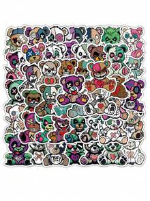 54pcs Monster Bear Graffiti Stickers - Vibrant Cartoon Decals For Journals, Albums, Luggage, Water Bottles, Skateboards, Helmets & More - Durable Vinyl, Reusable, Assorted Colors & Designs, Cute Stickers