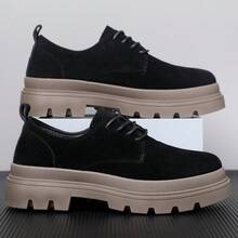 男士2025秋冬工装靴新款靴子厚底防滑时尚简约休闲运动鞋 - 黑卡 - 查看 4