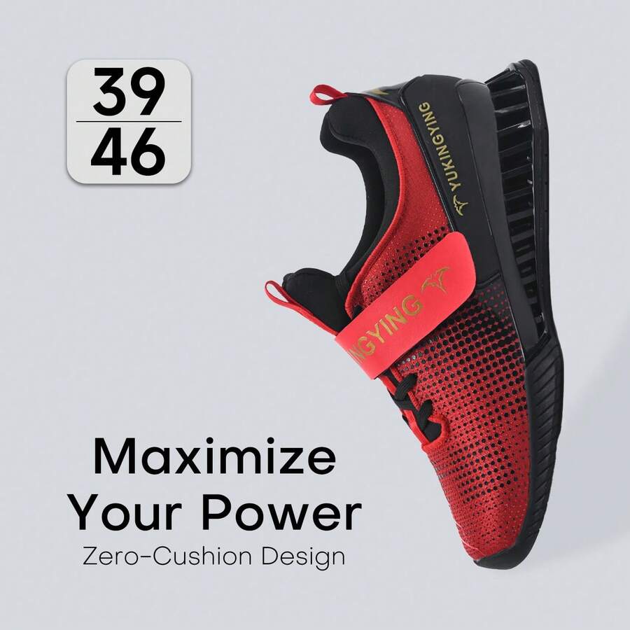 Men's Professional Non-Slip Weightlifting Shoes, Bracing High-Top Squat Deadlift Sneakers With Hook And Loop Strap