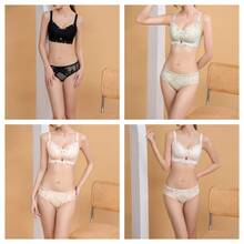 Wireless Bra Set, Shapewear, Night Bra, Padded Bra, Bust Enhancement, High-Side Design, Cleavage Enhancement, Bust Lift, Breast Enhancement Bra, Comfortable, No Hooks, No Pressure, Soft Fit, Slims Underarm Fat, Lifting, Women's Underwear - 香檳色 - 查看 11