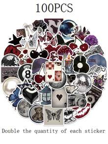 50Pcs Aesthetic Stickers Watercolor Stickers Y2k Stickers Y2K Dark Goth Stickers Downtown Stickers Y2k Gifts Groovy Stickers 90s Stickers Vinyl Waterproof Stickers For Envelope,Water Bottle,Computer,Laptop,Phone,Luggage,Notebook,Fridge - E - View 12