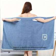 1pc Wearable Bathrobe Set - Adult Size, With Pocket To Hold Towel, Thick Plush Fabric, Highly Absorbent & Quick Drying - Suitable For Use After Bathing - No Worry About Falling Off, Applicable For Salons, Hotels, Sports, Home And Other Occasions, Can Be Used As Towel Or Spa Towel. - Green Daisy Long Bath Towel - View 3
